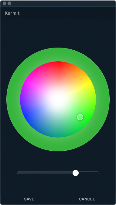 Create custom colors easily with a RGB and brightness control